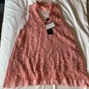 L&B keyhole choker neck lace blouse sleeveless top